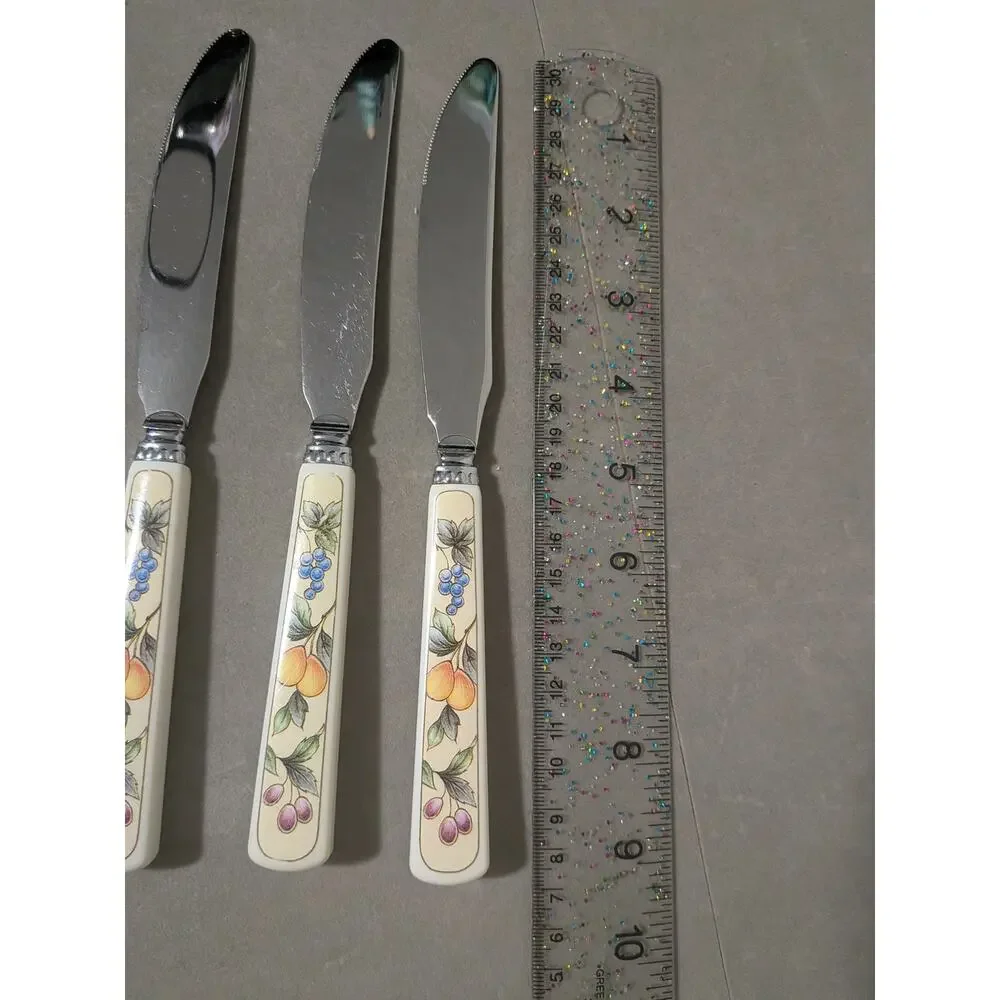 Vintage Mikasa Fruit Harvest Flatware Dinner Knives Set of 4 Stainless Steel